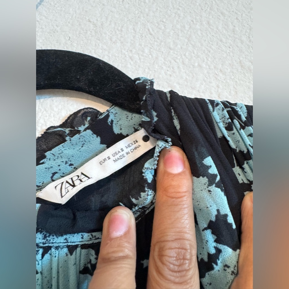 ZARA black and blue  print maxi dress. Small - Picture 7 of 11